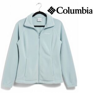 Columbia Fleece Jacket Women Small Baby Blue Full Zip Long Sleeve- EUC